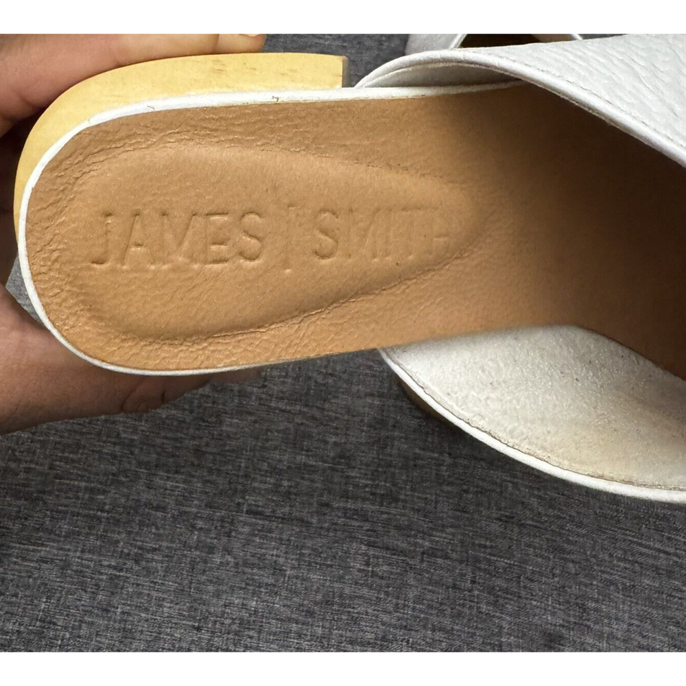 James Smith Leather White Mules style Snake Size 37 Us 6 - Picture 3 of 8